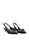 Women's Black Satin Medium Heel Stiletto with Buckle New Season Hk1093 - 2