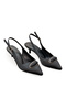 Women's Black Satin Medium Heel Stiletto with Buckle New Season Hk1093 - 6