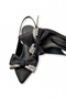 Women's Black Satin Mid Heel Stiletto with Bow New Season Hk1092 - 9