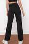 Crepe Fabric Pants/High Waist Ribbed Front Hem - 3