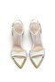 Women's Beige Sandals High Heel Single Strap Toe Covering New Season K1104 - 3