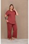 New Season Women's Creamit Special Design Short Sleeve Summer Plus Size (Oversized) Pajama Set