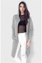 Women's Long Hooded Oversize Cardigan – Asymmetrical Cut, Pockets, Seasonal Stylish Outerwear K27 3020
