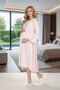 New Season Powder Woven Lace Striped Double-Breasted Short Sleeve 100% Cotton Maternity Pajamas Nightgown Set - 2