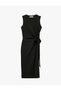 Sleeveless Black Women's Dress with Tie Detail 6Sak80019Ek - 4