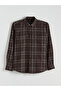 Create Your Style with Uzg Store Brown Regular Fit Long Sleeve Plaid Men's Shirt - 5