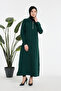 Zippered Collar Relaxed Fit Burgundy Long Dress - 3