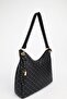 Women's Monogram Black Charm Detailed Zipper Closure Hand and Shoulder Bag Toli - 3
