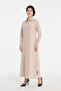 Zippered Collar Relaxed Fit Burgundy Long Dress - 5