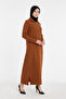 Zippered Collar Relaxed Fit Burgundy Long Dress - 6