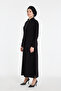 Zippered Collar Relaxed Fit Burgundy Long Dress - 5