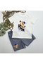 1-2-3 Years Skateboarder Bear Printed Shorts Short Sleeve T-Shirt 2-Piece Baby Boy Set Indigo - 2