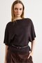 Women's Brown Belt Detailed Batwing Knitwear Blouse Blz-19003236