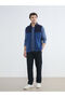 Navy Blue Standard Fit Mock Neck Men's Fleece Vest - 2