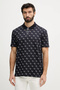 Short Sleeve All 4g Jacquard Polo Collar Men's Navy Blue Polo T-Shirt M6Gp04K3073-Fbdb