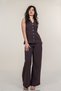 Women's Summer Coffee Color Vest Pleated Pants Elastic Waist Suit Stylish Casual Comfortable Two-Piece 1289 - 2