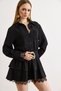 Women's Black Belted Lace Detailed Mini Shirt Dress Elb-19002593