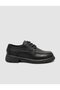 Genuine Leather Black Lace-Up Women's Loafer Shoes
