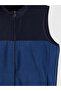 Navy Blue Standard Fit Mock Neck Men's Fleece Vest - 6