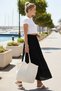 Black Skirt with Ruffles and Embroidery, Elastic Waist, Casual Muslin Long Woven Skirt 92 65 - 4