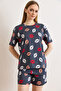 Women's Lip Anthracite 100% Cotton Shorts Pajama Set Pjm-00000027 - 2
