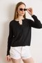 Women's Black Lace Blouse Detailed Viscose Cotton Seasonal Cardigan Hrk-19000488 - 2