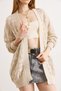 Women's Stone Geometric Patterned Long Seasonal Knitwear Cardigan Hrk-19000483 - 5