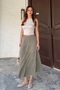 Women's Khaki Cotton Maxi Lined Muslin Skirt