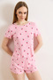 Women's Pink Cherry Viscose Shorts Pajama Set Pjm-00000029 - 2