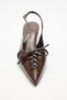 Heeled Shoes 2512 - Pointed Toe Lace Detailed Bitter Brown Women's Heeled Shoes - 4