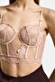 Women's Pink Beige W5 Underwire Guipure Lace Detailed Strappy Special Design Bustier - 6