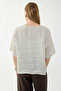 100% Linen Floral Motif Short Sleeve Blouse - 5