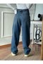New Season High Waist Baggy Style Loose Women's Denim Pants with Back Buckle Detail