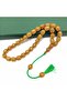 Green Braided Rope Detailed Crimped Amber Prayer Beads