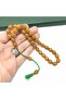 Green Braided Rope Detailed Crimped Amber Prayer Beads - 2