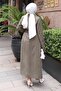 معطف طويل بأزرار وتفاصيل حزام باللون الكاكي 19301 - 4