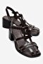 Cielos Brown Genuine Leather Women's Thick Heeled Sandals