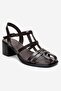 Cielos Brown Genuine Leather Women's Thick Heeled Sandals - 3