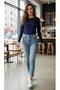 Crew Neck Women's Bodysuit Super Quality Cycling Navy Blue - 2
