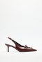 Heels 2512 - Pointed Toe Lace Detailed Burgundy Women's Heels - 5