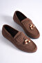 Women's Brown Comfortable Fit Daily Buckle Ballerinas - 2