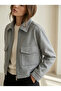 Soft Lined Cropped Jacket Gray - 3