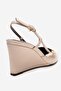 Celia Ecru Leather Pointed Toe Women's Wedge Heeled Shoes - 5