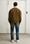 Coyotes men's crew neck kangaroo pocket organic cotton regular fit dark khaki sweatshirt - 6