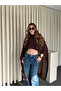 Brown Equivalent Design Knitwear Cape Shawl - 5241