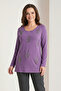 Women's Plus Size Lycra Crew Neck Stoned Long Sleeve Mother Combed Cotton T-Shirt Blouse