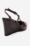 Celia Brown Leather Pointed Toe Women's Wedge Heeled Shoes - 5
