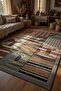 Horse Motif Geometric Patchwork Rug - Modern Ethnic Brown Living Room Rug - 5