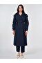 Apolet Detailed Trench Coat Dark Navy Blue 14008 - 3