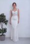 Women's Transparent Lace Detailed Draped Evening Dress Black, White